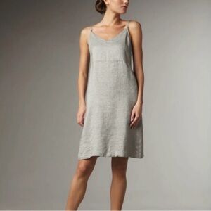 Women's EILEEN FISHER Silver Twinkle Linen Shimmer Cami Slip Dress Size Large L